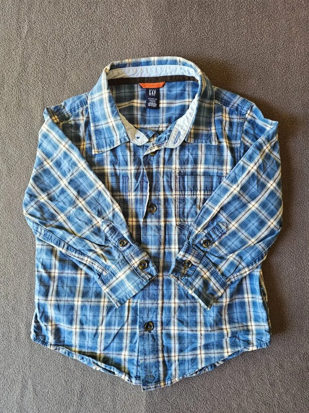 Baby Gap Boys 2T Blue Plaid Button Up Shirt Long Sleeve Preppy Toddler